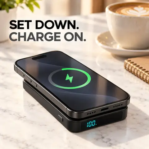 Powerbank 5000mAh Magnetic Power Bank Thin Card-Sized Slim Portable Powerbank for iPhone 17 Samsung Galaxy Battery 3C Powerbank