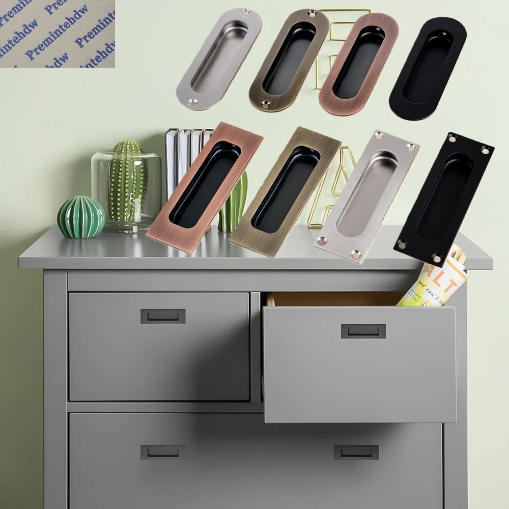 

4Pcs Stainless Steel Flush Finger Pull For Sliding Door Cabinet