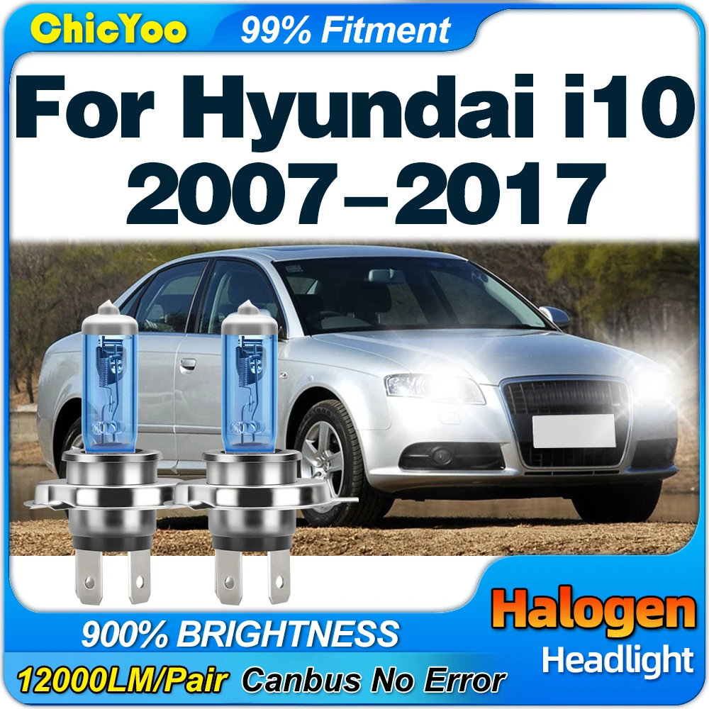 

12V Super White Car Lights Bulbs 100W High Power Auto Halogen Headlight 6000K For Hyundai i10 2007-2012 2013 2014 2015 2016 2017