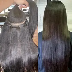 Mini extensões retas de cabelo humano com fita adesiva para mulheres, fita adesiva invisível real 100% natural, 20-60 peças, 1 pacote, 3 peças