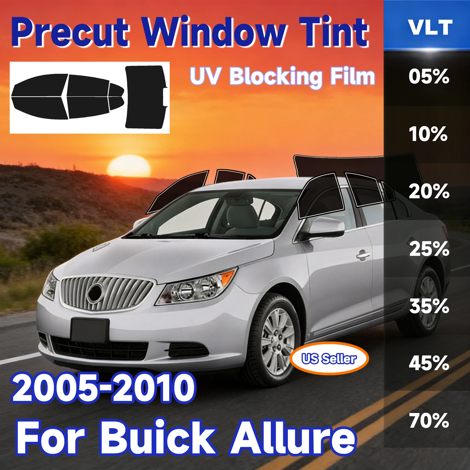 

Пленка для тонировки окон Buick Allure 2005-2010, предварительно вырезанная, 2-слойная, с защитой от солнца и жары, УФ-защитой, от трещин, для конфиденциальности