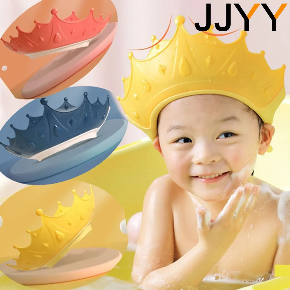Newest Soft Kids Waterproof Cap Children Bath Shower Cap Crown Shower Cap Soft Cartoon Baby Shower Hat Baby Shampoo Ca