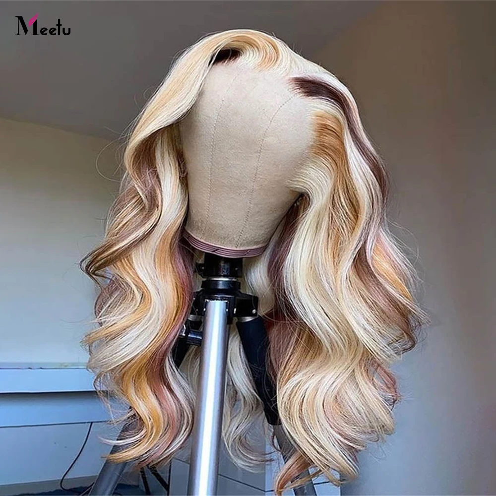 

Highlight 613 Brown Blonde Lace Front Wig Human Hair HD Blonde Body Wave Human Hair Wig Glueless Preplucked Ombre Human Hair Wig