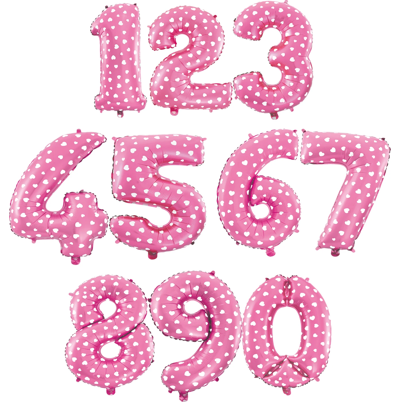 Number 0-1-2-3-4-5-6-7-8-9-9-pink with white hearts 70cm big balloon pink balloon decoration birthday girl helium balloon number 0a 9 Foil numbers birthday anniversary wedding Baby Shower party decoration girl