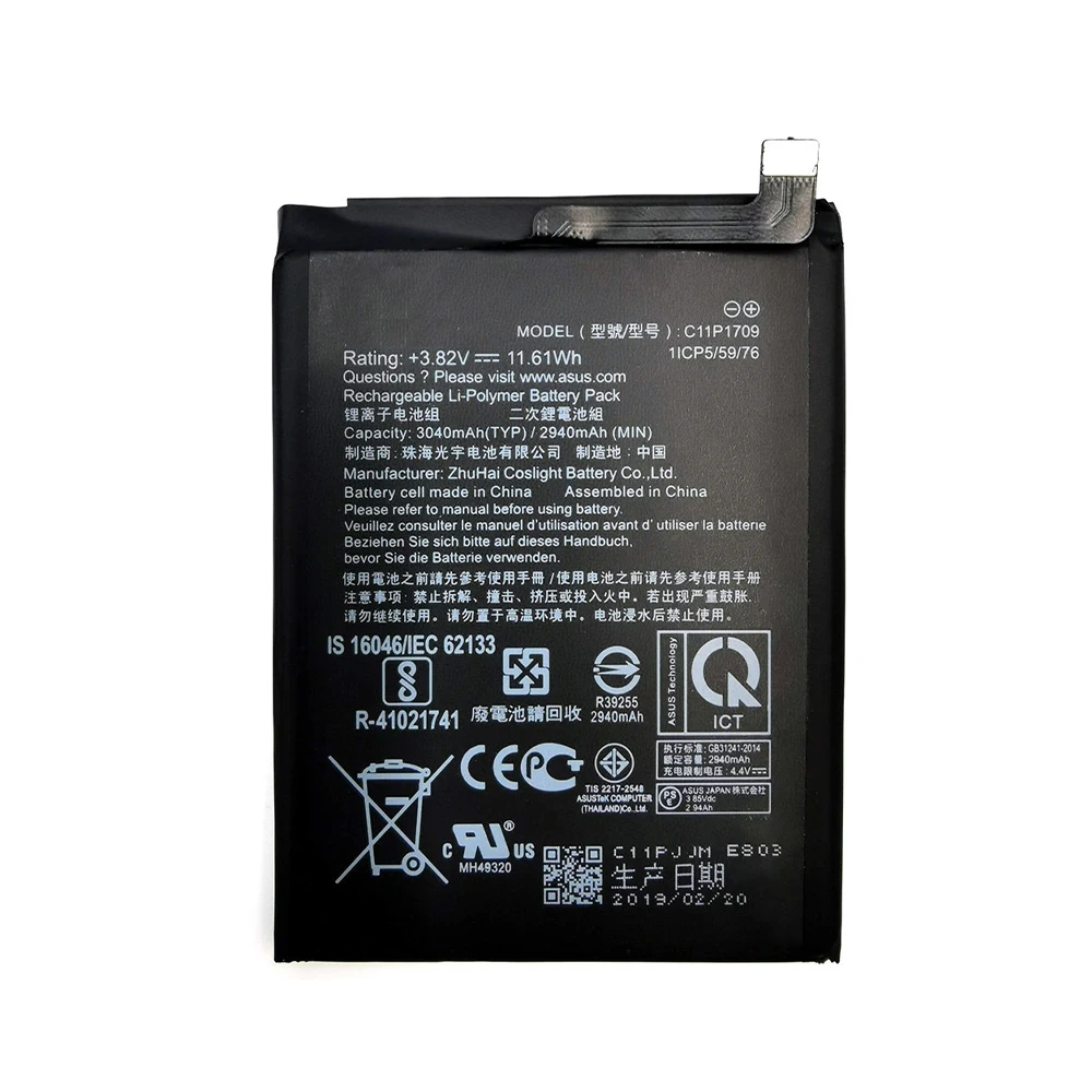 100% Original 3040mAh C11P1709 Battery For Asus Zenfone Live L1 ZA550KL X00RD Replacement Batteries Rechargeable Battery + Tool