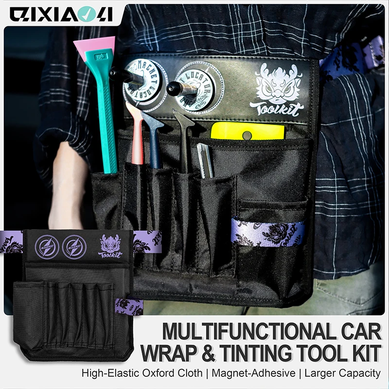 Sac à outils de sac de taille en tissu Oxford QILI |   Organisateur de rangement pour ragouttes d'installation d'enveloppe de voiture, PPF et teinte