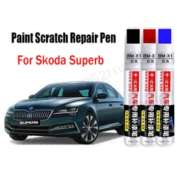 Autolak Krasreparatiepen voor Skoda Superb 2023 2022, Touch-Up Pen Remover Verfverzorgingsaccessoires Zwart Wit Rood Blauw Grijs