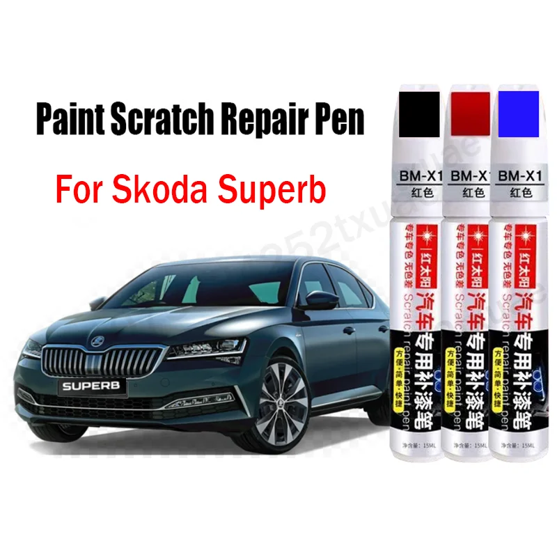 Car Paint Scratch Repair Pen for Skoda Superb 2023 2022 Touch-Up Pen Remover Paint Care Accessories Black White Red Blue Gray