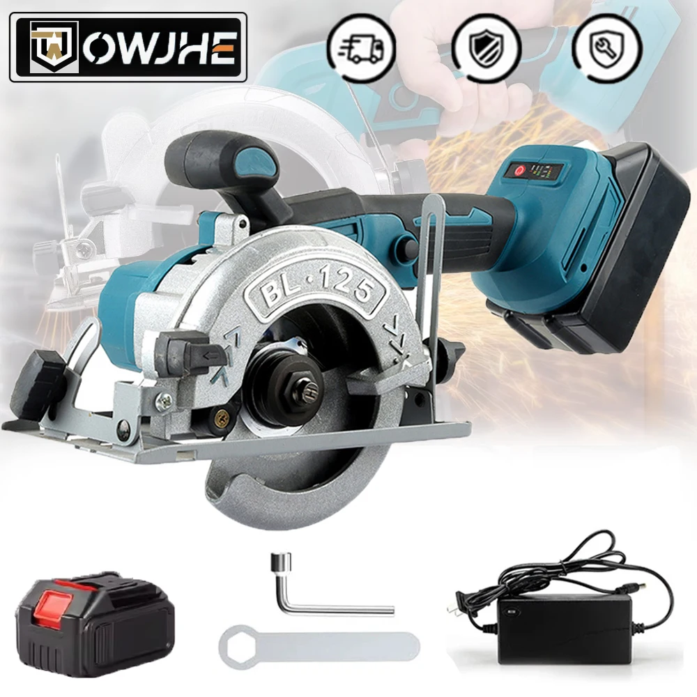Sega circolare senza spazzole Sega elettrica a batteria da 125 mm Sega per legno regolabile Sega per la lavorazione del legno portatile per batteria Makita