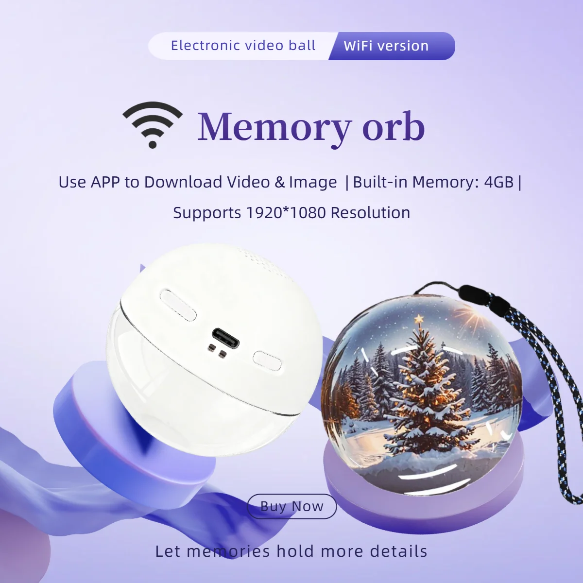 

Фестивальный подарок, 2,76-дюймовый Wi-Fi Memory Orb, 3D-видео, хрустальный шар, сферический пиксельный экран, 4 ГБ видеоплеер для подарка