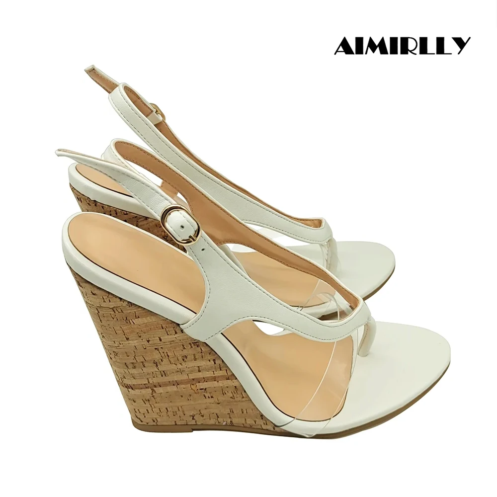 Fashion Womens Wedge Sandals Flip Flops Shoes Open Toe High Heels Wedges Comfortable Ankle Strap White Support Customized