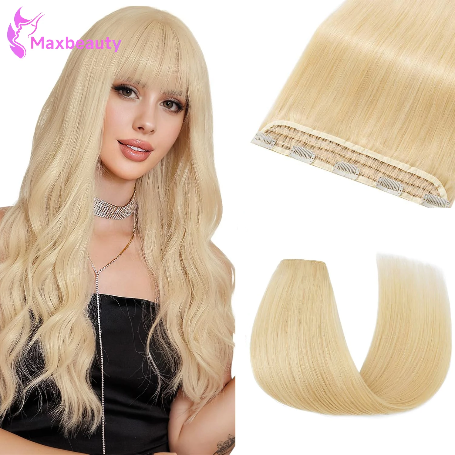 1 pieza Clip en extensiones de cabello humano 5 Clips 3/4 Clip de cabeza completa en extensión de cabello Remy diseño de una sola pieza agregar volumen de cabello