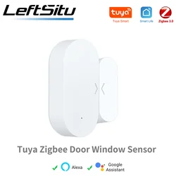 Sensor de puerta Tuya Zigbee para hogar inteligente, alarma antirrobo, automatización, Control remoto, funciona con Alexa, Google Home var SmartLife