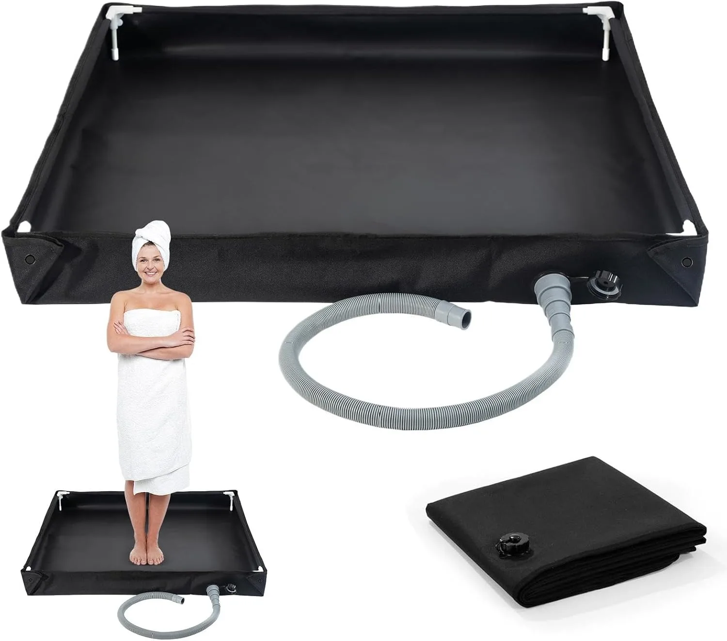 

Складная подставка для душа для кемпинга на открытом воздухе со сливной трубой, портативные аксессуары для кемпинга на колесах из ПВХ для кемпинга, пляжа