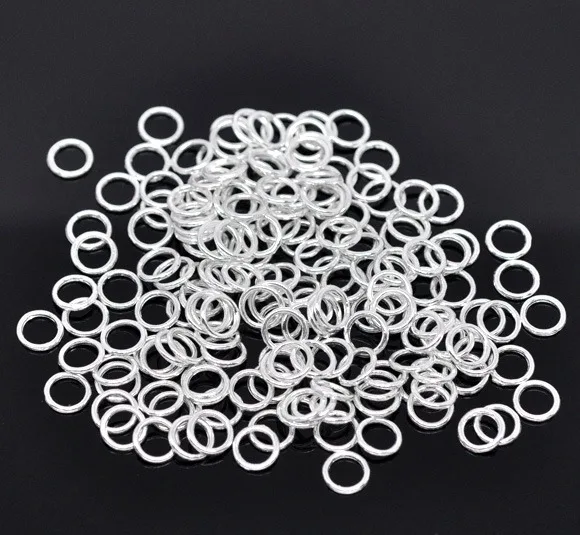 DoreenBeads 100/500PCs Silver Color Soldered Closed Jump Rings Findings for DIY Jewelry Making 4 6 8 14mm(1/8") Dia. )