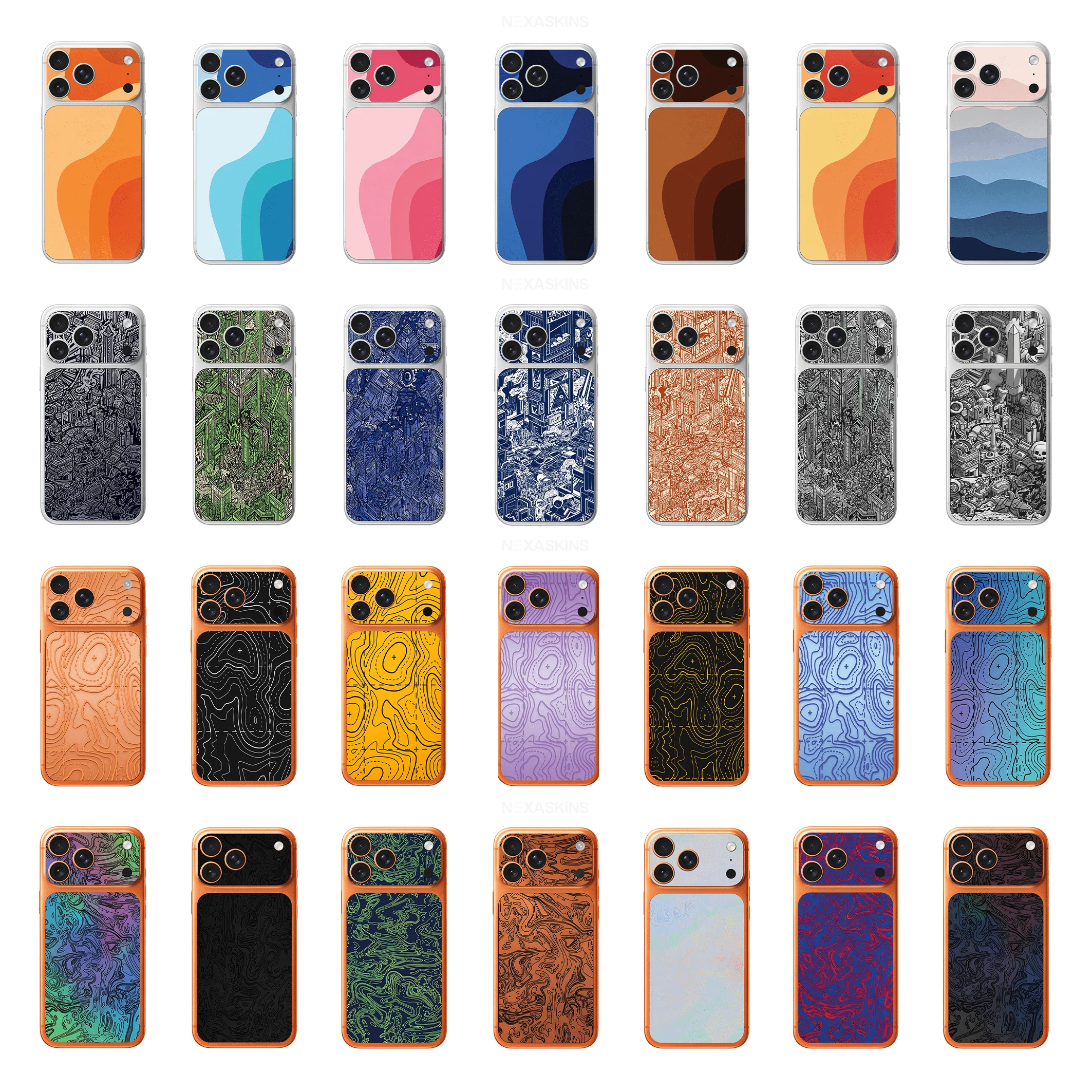 Skin Wrap para iPhone 17 Pro 17 Pro Max / para iPhone 17 Pro, Colección Nexa Skins, Calcomanías para la Batería y la Cámara, BC08