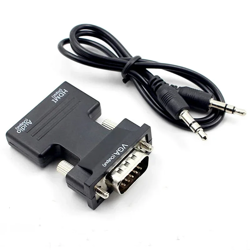 Mit HDMI-Buchse auf VGA-Stecker, Konverter, Audio-Adapterkabel für Projektor, HD-Computer, Set-Top-Box