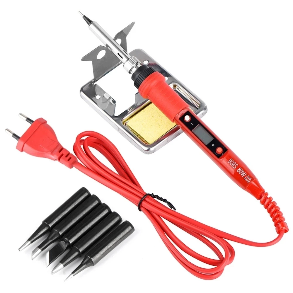 JCD 80W Soldering Iron sponge Kits LCD Digital Display Adjustable Temperature 220V/110V Solder Station Welding Repair Tools 908S