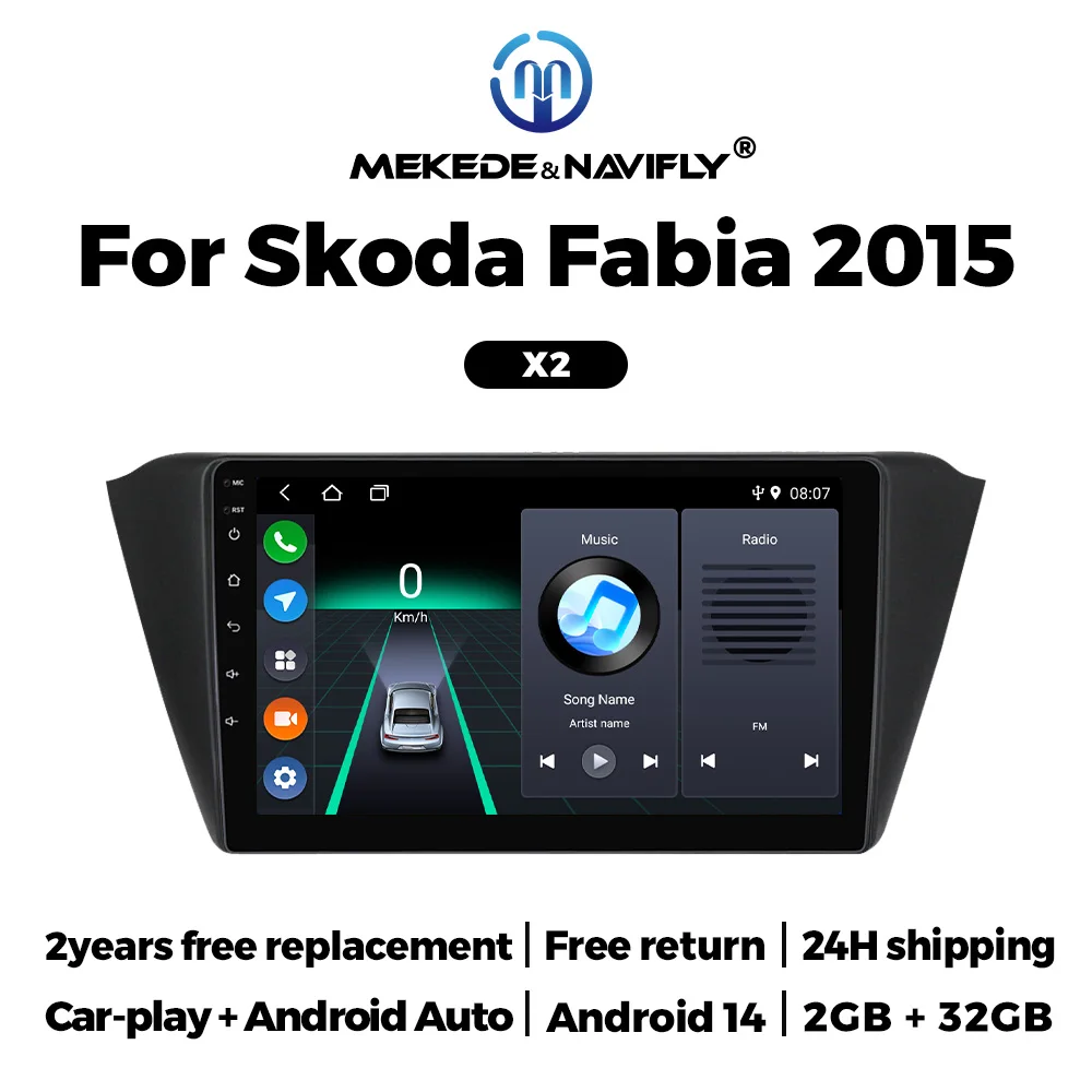 Autoradio multimédia Android avec Carplay sans fil pour Skoda Fabia 3 2015 2016 2017 - 2019, système de navigation GPS intelligent