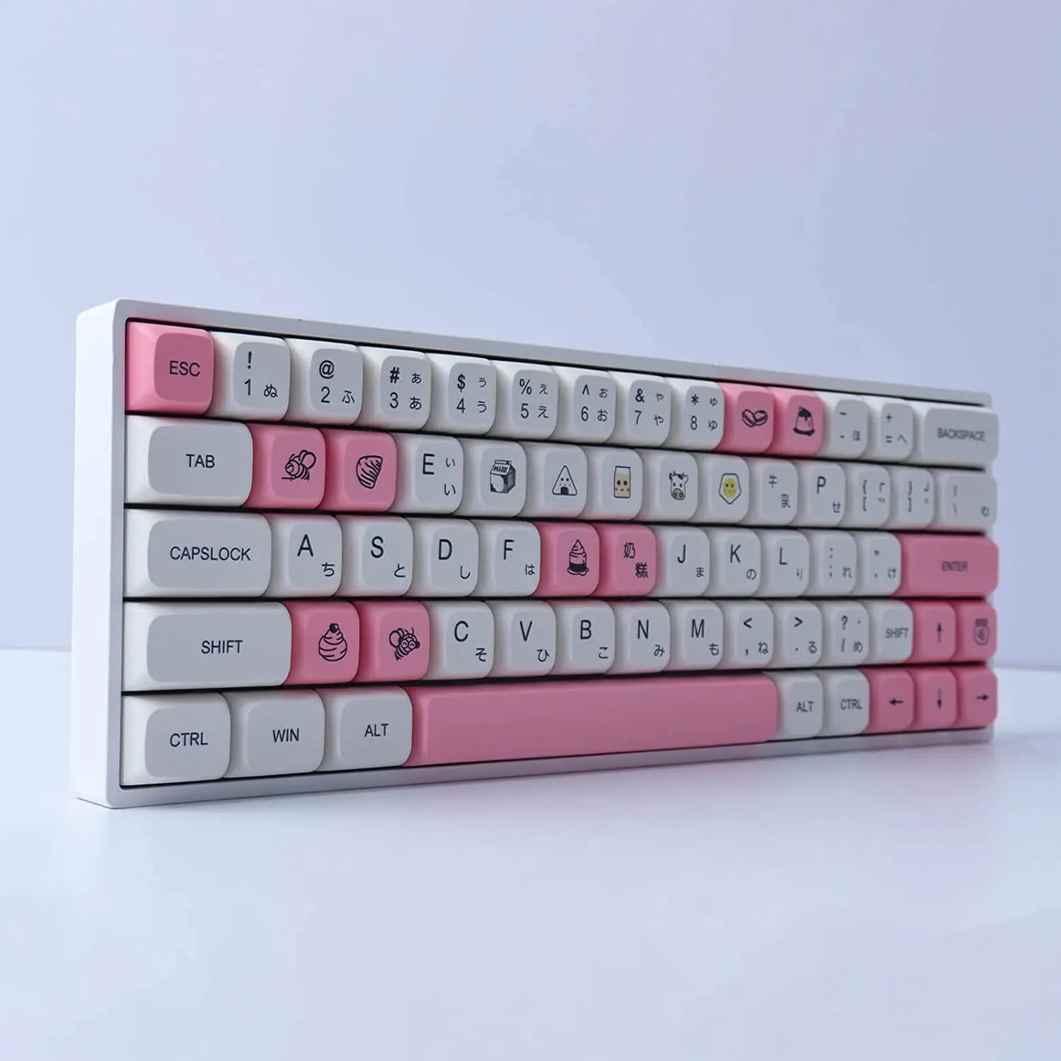 Imagem -03 - Gmk Strawberry Milk Cake Keycaps 137 Chaves Pbt Dye-sublimation Xda Profile Keycaps Japoneses para Teclados Mecânicos