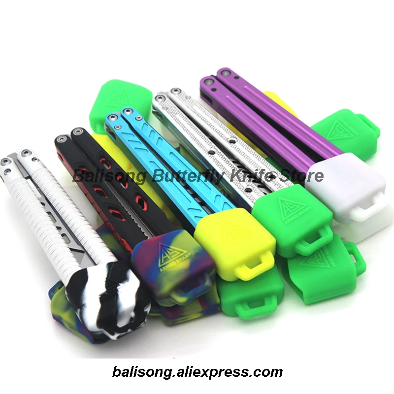 Funda de silicona para cuchillo, funda de almacenamiento Balisong, tiburón armado, mariposa