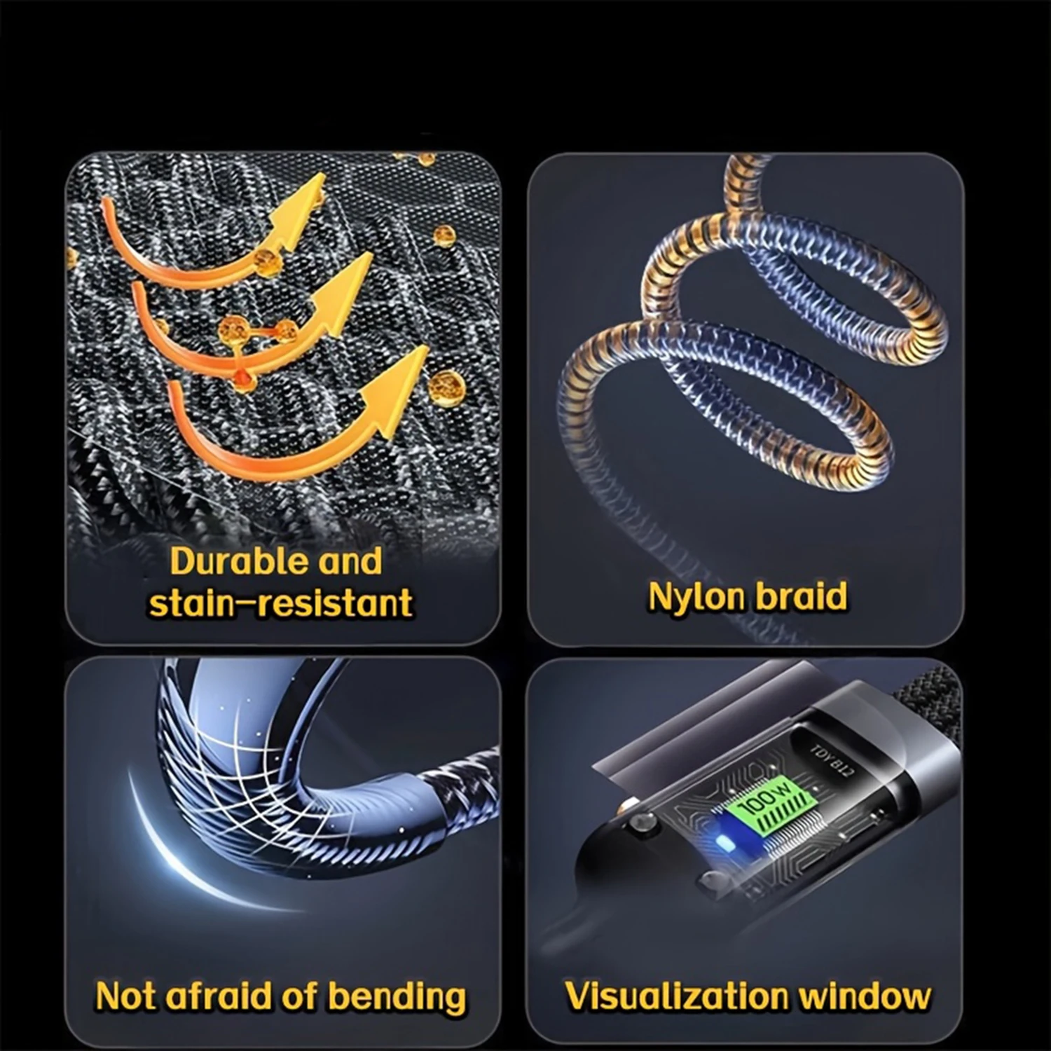 كابل شحن USB متعدد الوظائف 3 في 1، مضفر من النايلون، واجهات USB من النوع C وMicro، متوافقة مع هاتف Iphone وSamsung وXiaomi وغيرها من الهواتف المحمولة: شحن سريع عالي الطاقة.