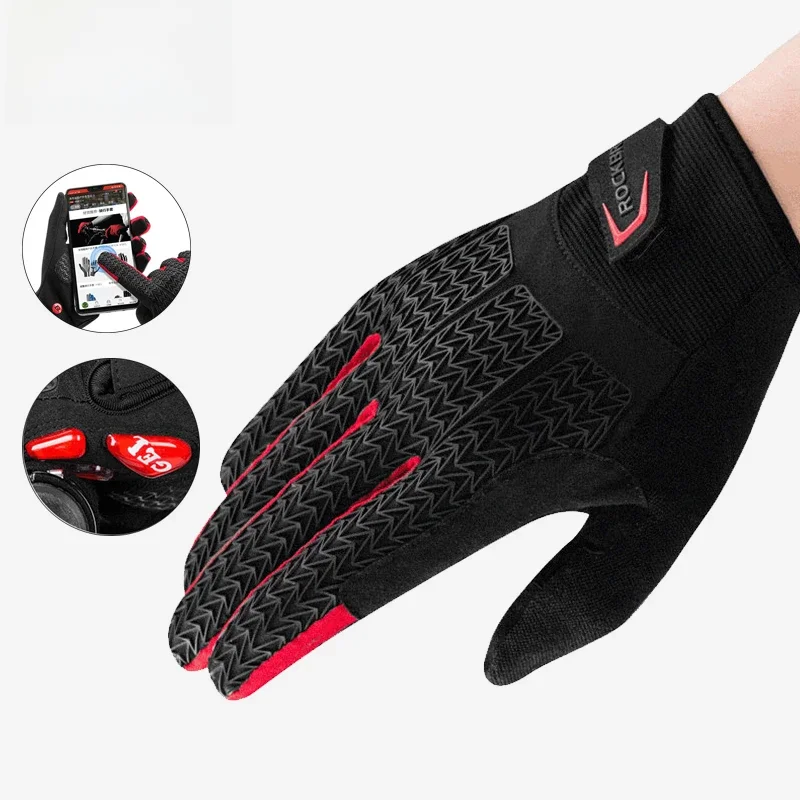 AliExpress ROCKBROS Cycling Gloves Touch Screen Windproof Gloves MTB Bicycle GEL Pad Shockproof Full Finger