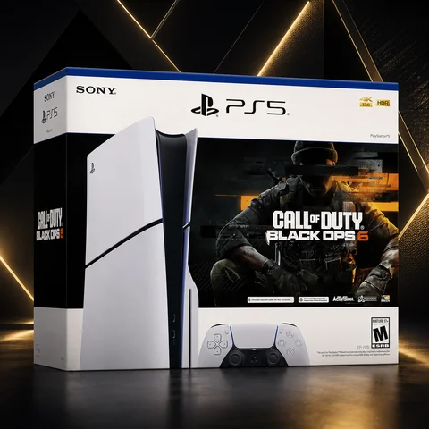 Sony PS5 Slim 1TB Disc Console with DualSense Controller, Call of Duty Black Ops 6 Bundle