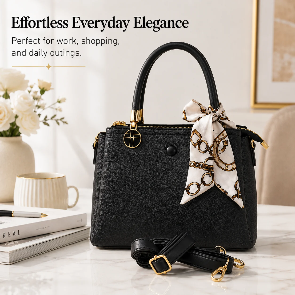 Sac à main élégant pour femme, texture PU bicolore, avec embellissement écarlate, bandoulière amovible, convertible pour le transport en ville, à porter en bandoulière ou à l'épaule, sac fourre-tout de grande capacité,