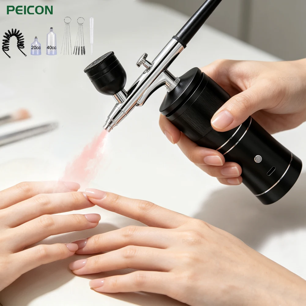 Aerografo per unghie, kit aerografo portatile con compressore, aerografo manuale senza fili, mini pistola a spruzzo ricaricabile per nail art.