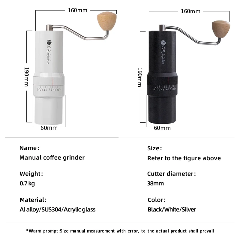 Manual Coffee Grinder Portable Mill for Espresso and Pour Over Coffee 420 Stainless Steel 38mm conical burr High Quality Grinder