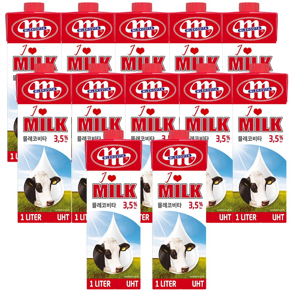 Mleko Vita I Love Milk Leche Pasteurizada Importado 3.5% 1L Paquete de 12