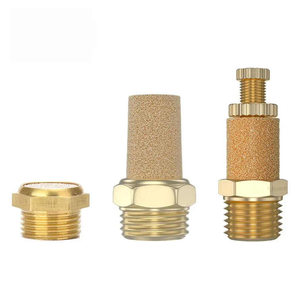 Silencieux d'échappement pneumatique M5 1/8 1/4 3/8 1/2 3/4 BSP filetage mâle pour bruit d'air en laiton réglable Long court BSL SLM SLL