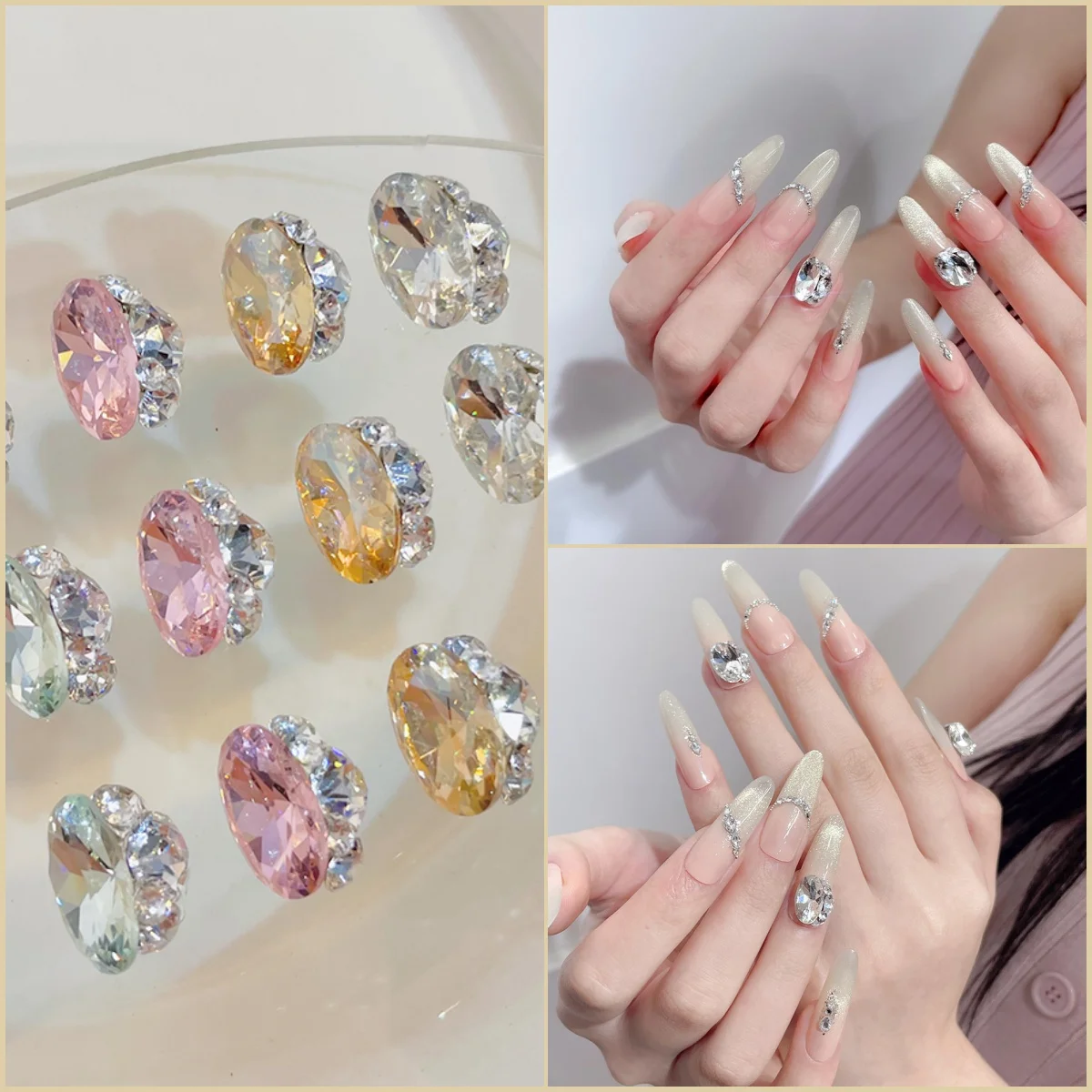 

5 шт. роскошные K9 бутик блестящие овальные ворсы голубиное яйцо бриллиант ручной работы дизайн ногтей стразы украшения из драгоценных камней маникюр верхние подвески