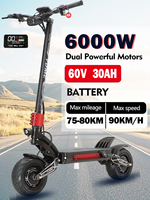 YUME Raptor EU 2025 Electric Scooter 6000W 60V 30AH Dual Motor Escooter Max Speed 85km/h Wheels Foldable Off Road Max Range 90km