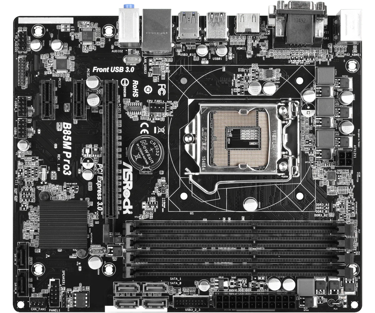 Imagem -02 - Asrock-placa-mãe B85m Pro3 Lga 1150 Intel B85 Suporte I74790 I7-4770t I5-4570 Cpu Ddr3 32gb Micro-atx