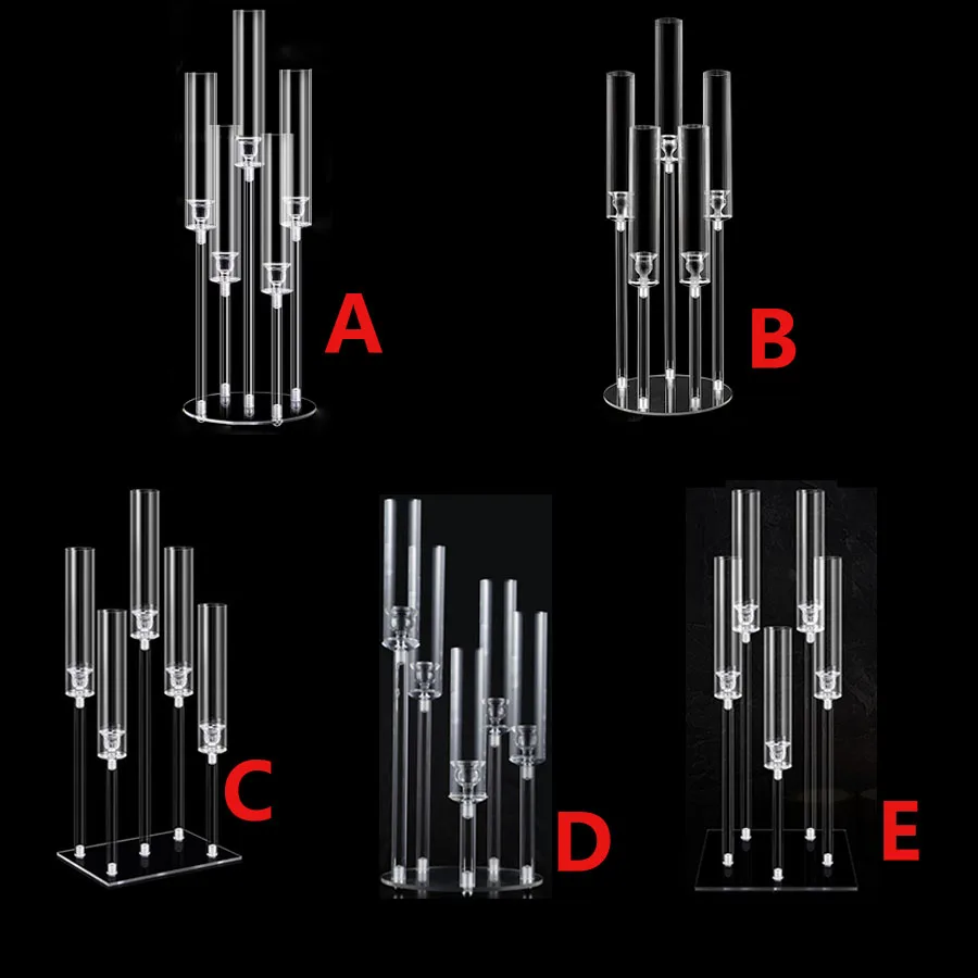 Confezione da 1 portacandele in acrilico con 5 bracci, portacandele trasparente per centrotavola, matrimoni, feste, decorazioni per anniversari
