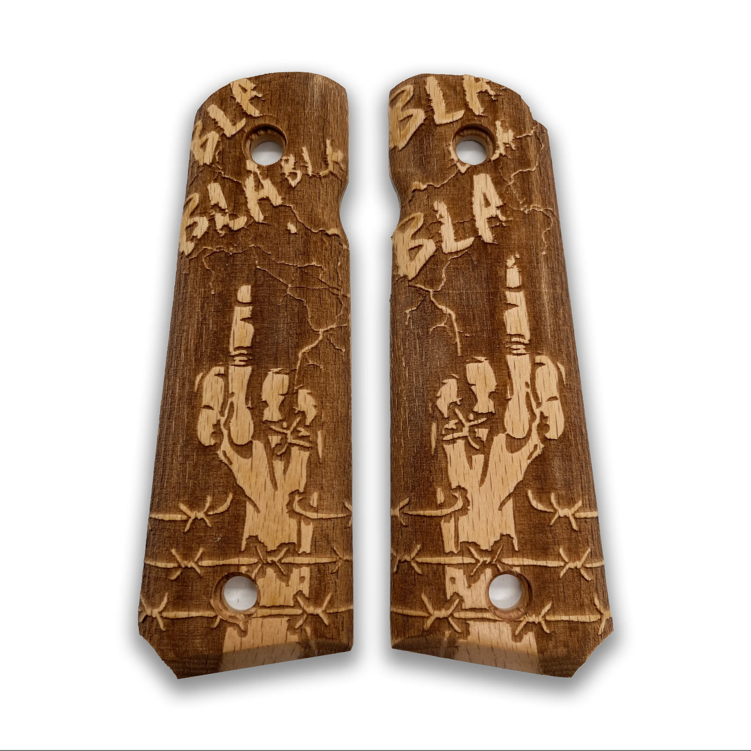 

Colt printing 1911 custom laser cut wood inlay handles gun accessory hunting gun