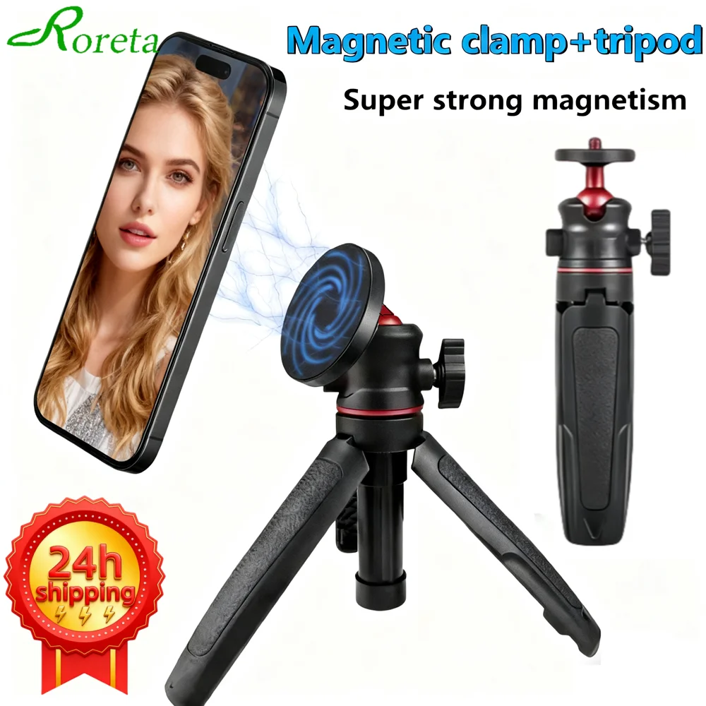 Soporte Magnético para Teléfono Roreta con Adaptador de Montaje para Trípode con Orificios Arri de 1/4'' y 3/8'' para iPhone, Samsung, Huawei, Xiaomi y Otros Smartphones