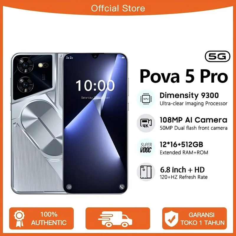 

New high-end Mobile Phones Pova 5 Pro 7.3inch 6800mAh Cellphones 5G Dual Sim Face Unlocked Original Smartphone global version