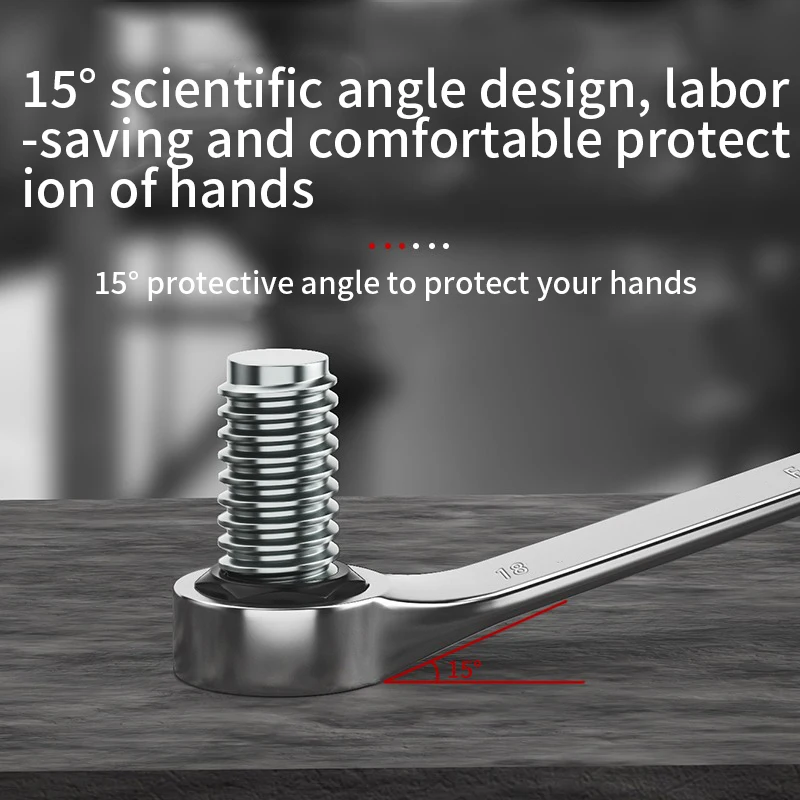 Wrench Set with Roll-Up Pouch, 6-24mm, CRV Steel, 15° Angled Open & 12-Point Box End, Mirror Chrome Finish for Home & Workshop