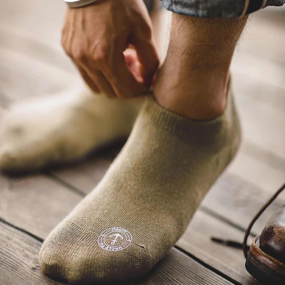 Maden-Calcetines de algodón antideslizantes para hombre, medias finas, absorbentes del sudor, Retro, primavera y verano, 3 pares