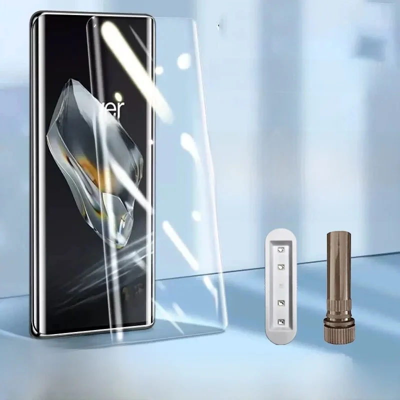 1-3 SZT. Szkło Hartowane UV do OnePlus 13 12 11 R 10 9 8 7 7T Ace2 Pro Pełne Pokrycie Klejem Utwardzanym Folia Ochronna na Ekran do OnePlus 12 — zdjęcie produktu 7