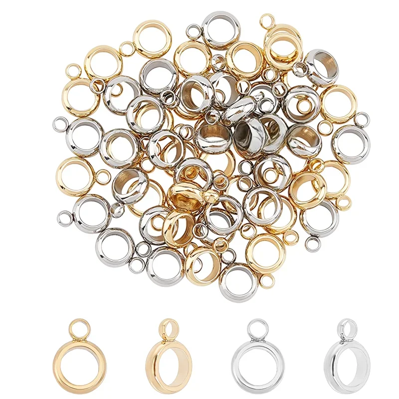 20 sztuk 4/5/6/8mm złoto ze stali nierdzewnej Big Hole Spacer wisiorki z koralików złącza Bail klamry naszyjnik DIY bransoletka tworzenia biżuterii — zdjęcie 2