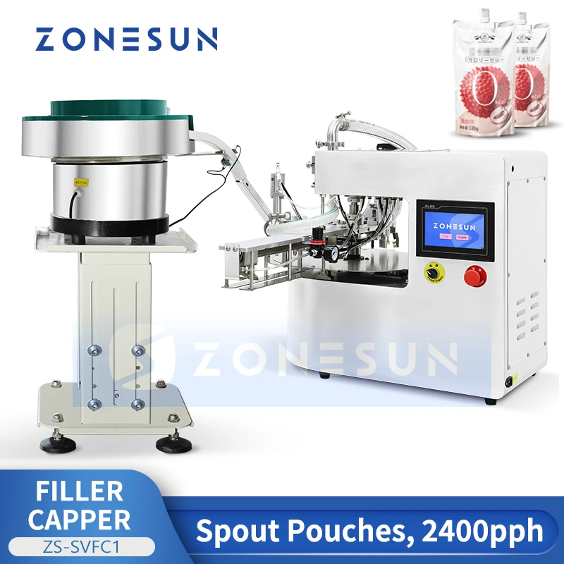 ZONESUN Spout POUCH บรรจุและเครื่อง Capping FILLER Capper Monoblock เกียร์ปั๊มเซอร์โวมอเตอร์ ZS-SVFC1