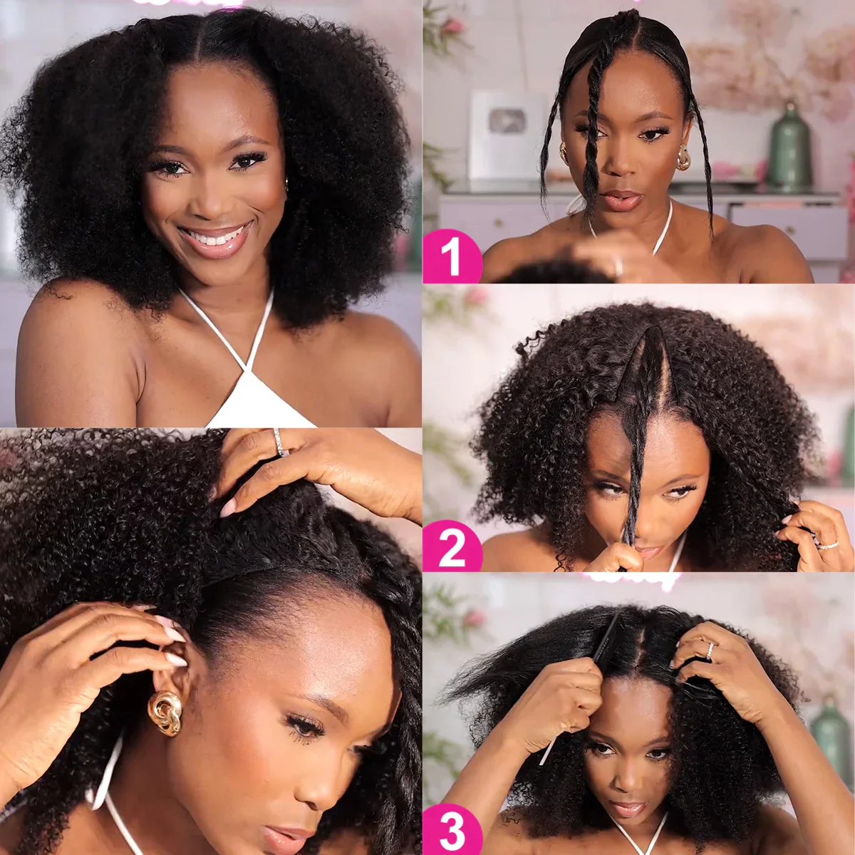 Upgraded V Part Wig Kinky Curly Wig Easy Install Brazilian 30Inch 300% Density Deep Wave No Leave Out Human Remy Hair