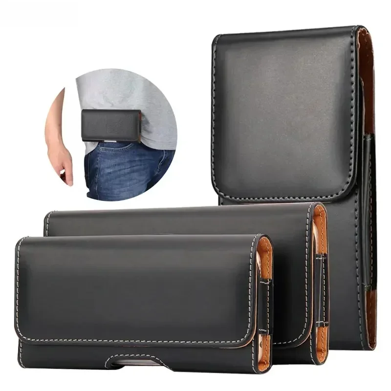Skórzane etui na telefon do Iphone 16 Pro Max 16E 12 13 Mini 14 15 Pro Plus XS MAX XR Zaczep na pasek Torba na talię Magnetyczne etui pionowe — zdjęcie 2