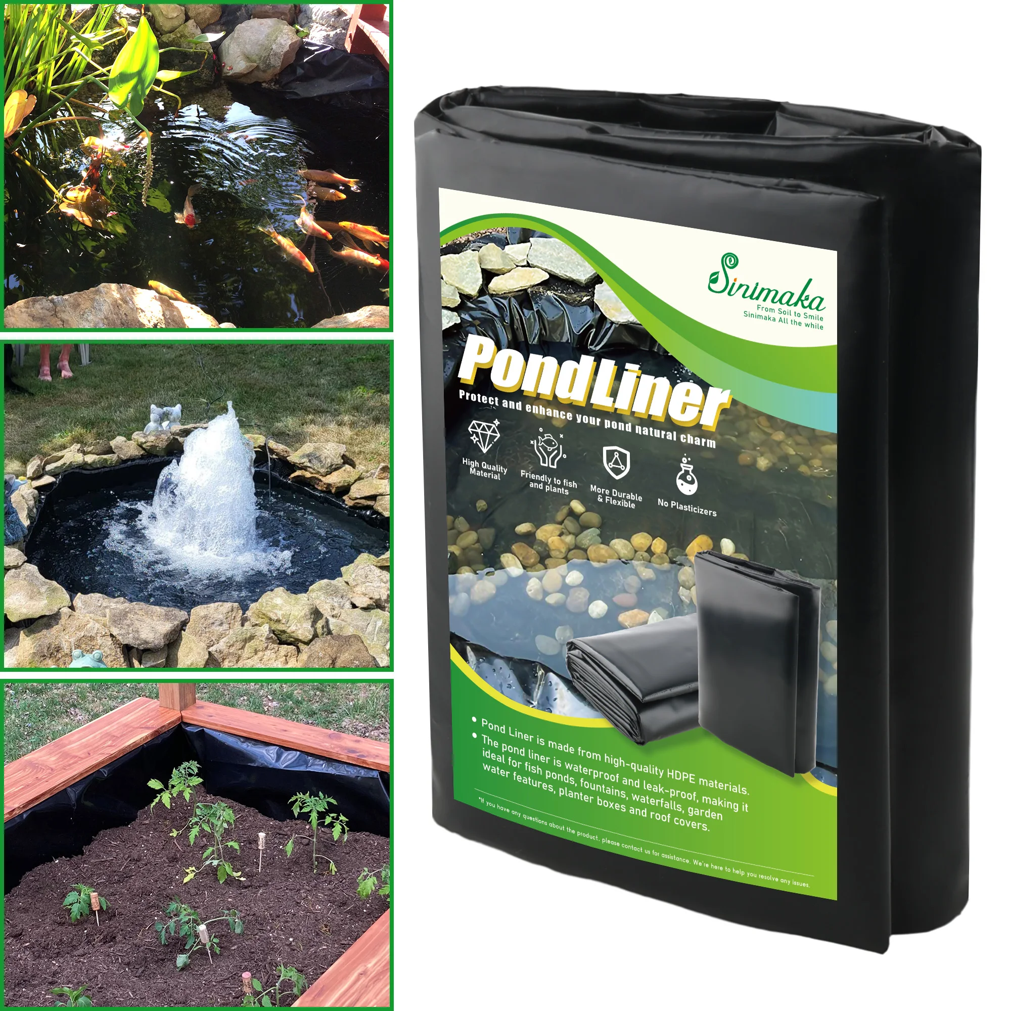 

Pond Liner, 13 x 20 Ft HDPE Pond Liners for Outdoor Ponds, Pond Liners for Koi, Fish, Water Garden, Fountain, Waterfall