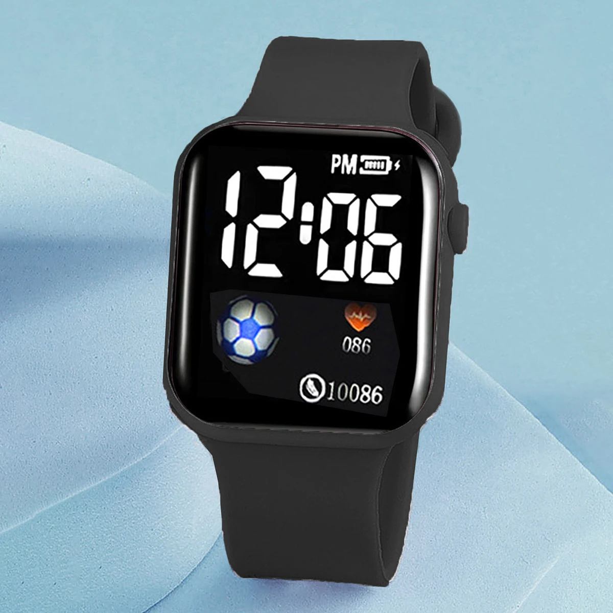 2-Piece Set, Boys' Cartoon Football Pattern Electronic Watch with Football Bracelet Set, Silicone Strap, Digital Display, Stylish and Simple, Versatile for Everyday Use, Great Gift for Back-To-School Season, Graduation Season, Birthdays, New Year, Christmas, and Other Holidays. view 3