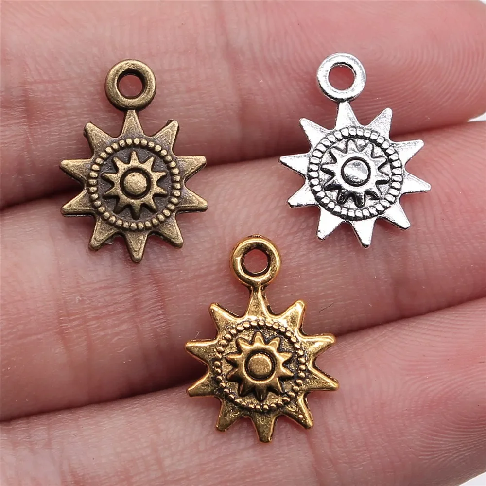 WYSIWYG 20 sztuk 17x12mm 3 kolory antyczne złoto antyczne srebro kolor antyczny brąz małe słońce zawieszki Charms do tworzenia biżuterii — zdjęcie 2